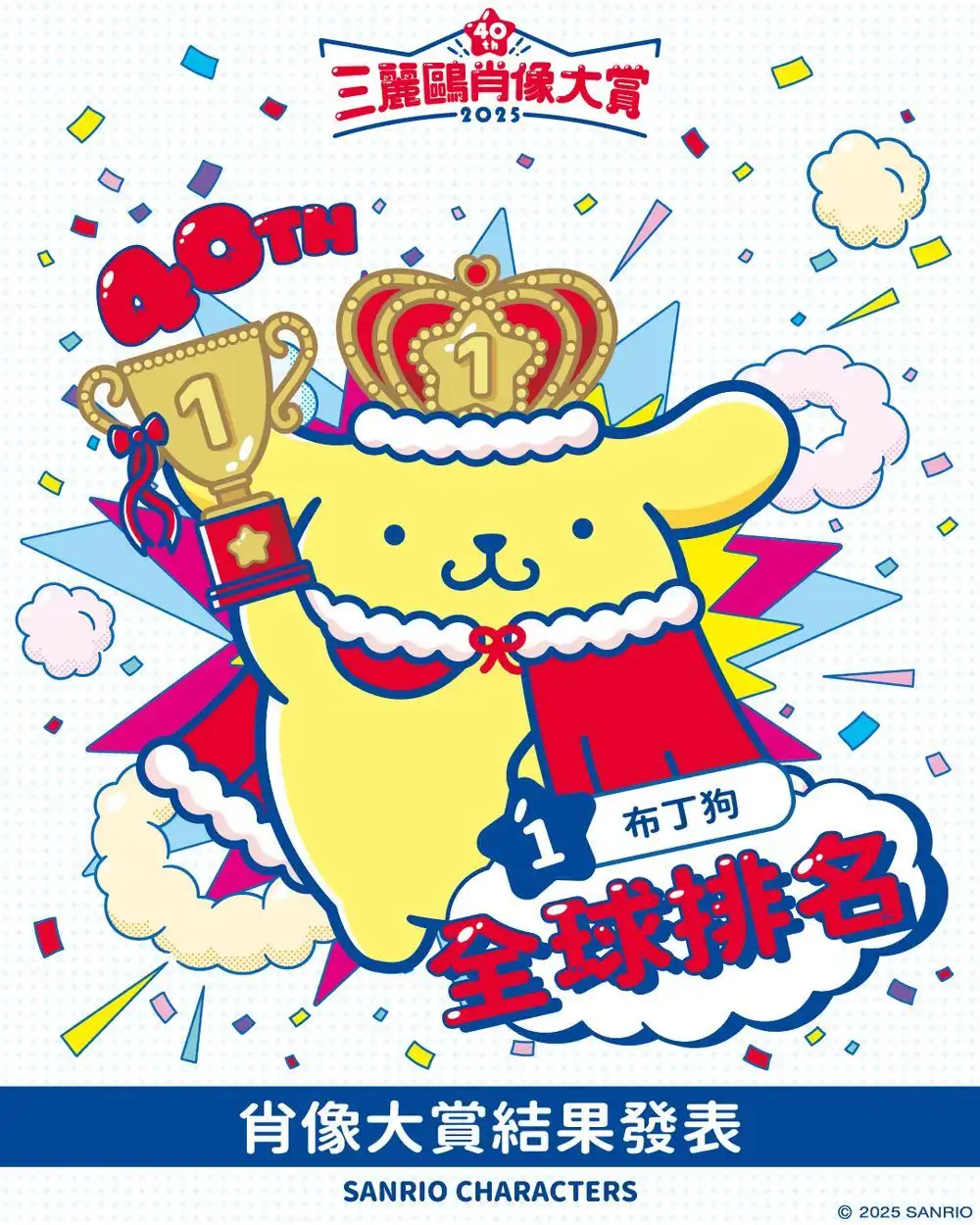 三丽鸥公布第40届肖像大赏排行“布丁狗”拿下全球总冠军-漫画客